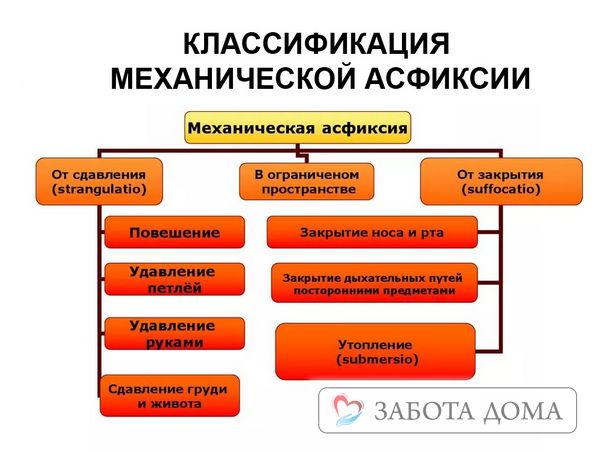 Классификация механической асфиксии